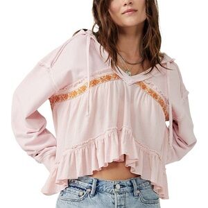 Free People Harry Hoodie Pink
Champagne, Size Small